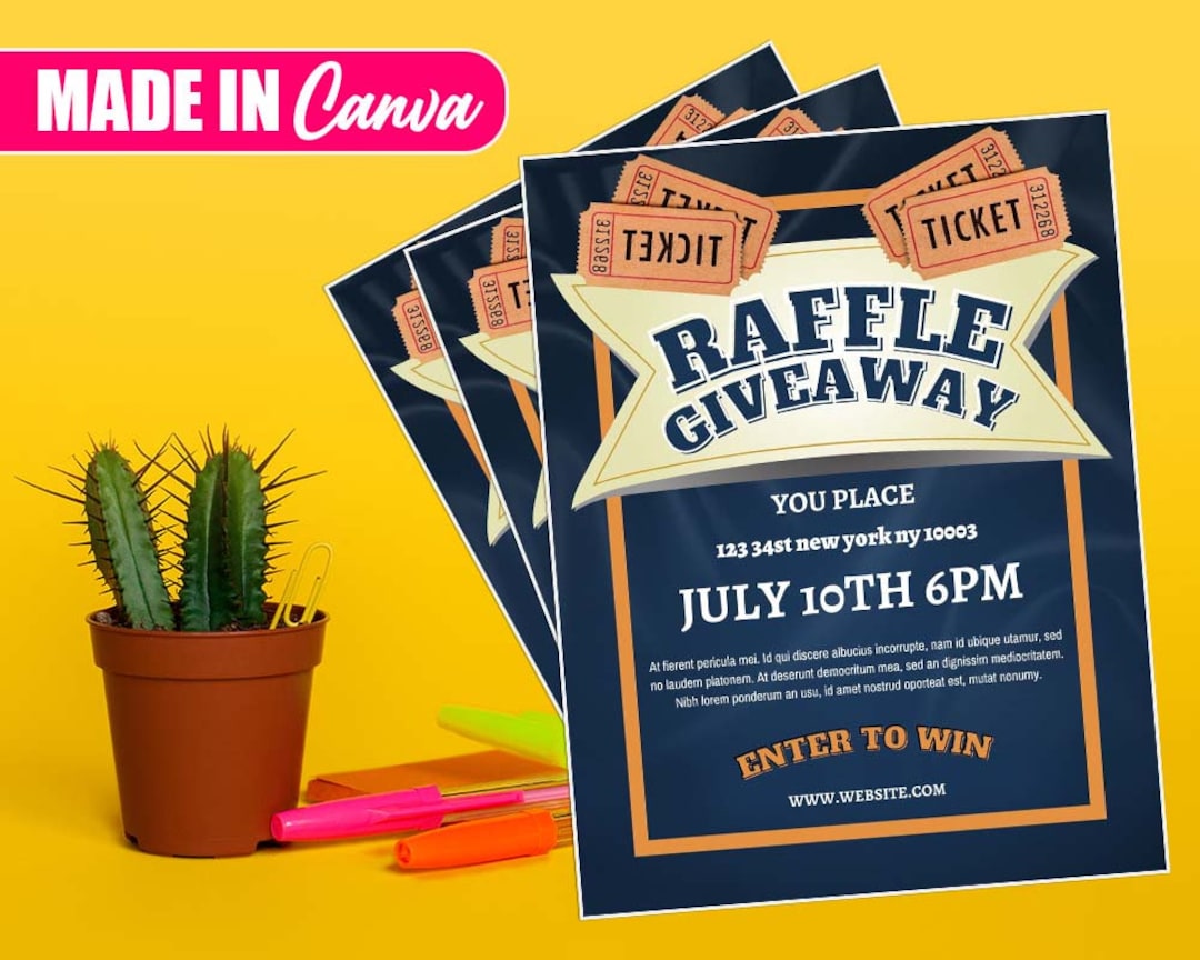 Raffle Giveaway Flyer DIY Canva Raffle Giveaway Templates Etsy