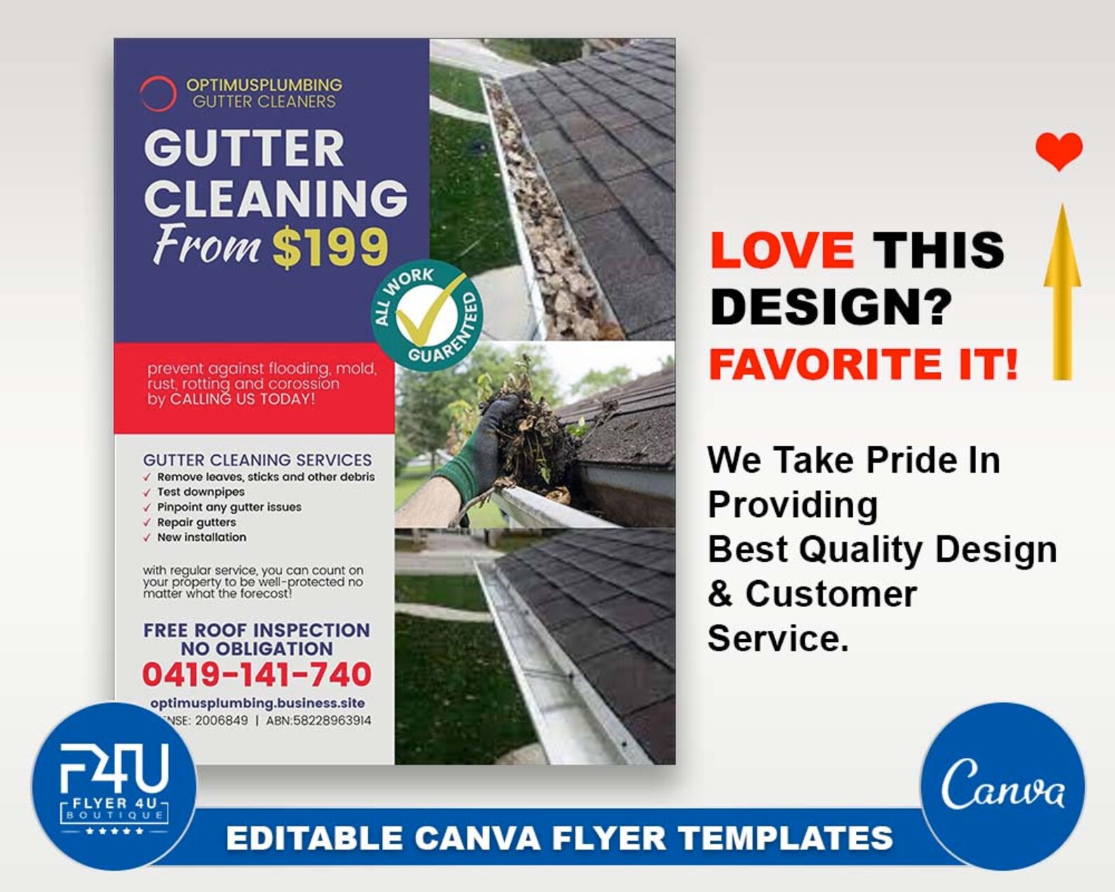 Gutter Cleaning Flyer, DIY Canva Gutter Cleaning Flyer Template 2022