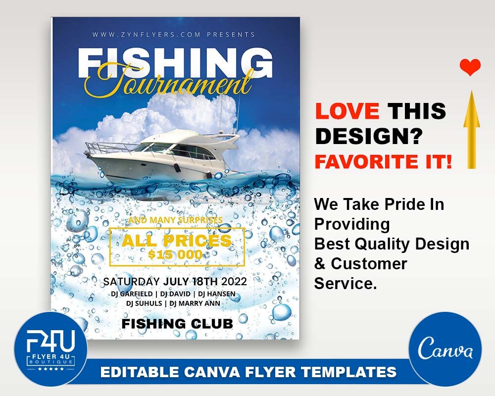 Sport Fishing Charter Boat Flyer, DIY Canva Sport Fishing Charter