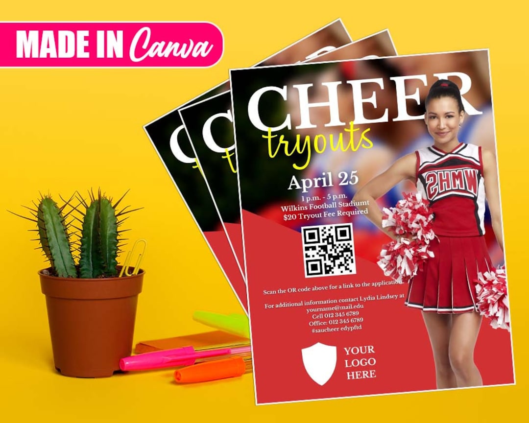 Cheerleading Flyer DIY Canva Cheerleading Flyer Editable Etsy