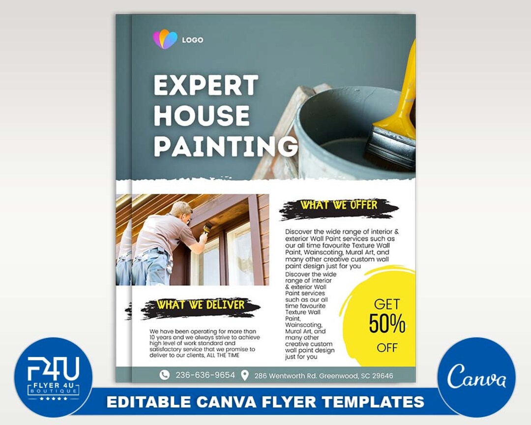 House Painting Flyer DIY Canva House Painting Flyer Template Etsy