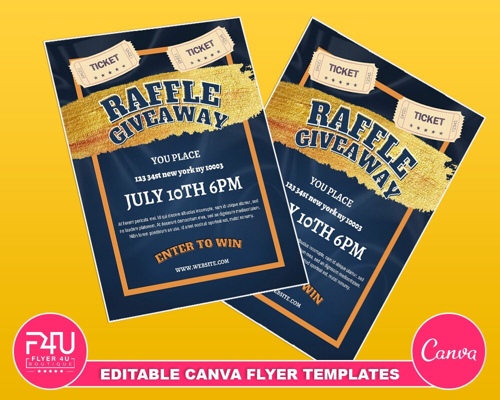 Raffle Giveaway Flyer, DIY Canva Raffle Giveaway Templates, Editable