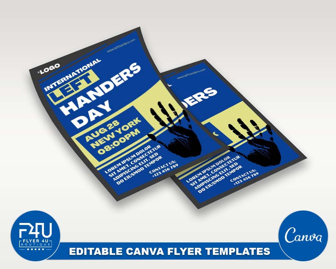 Left Handers Day Flyer DIY Canva Left Handers Day Flyer Etsy
