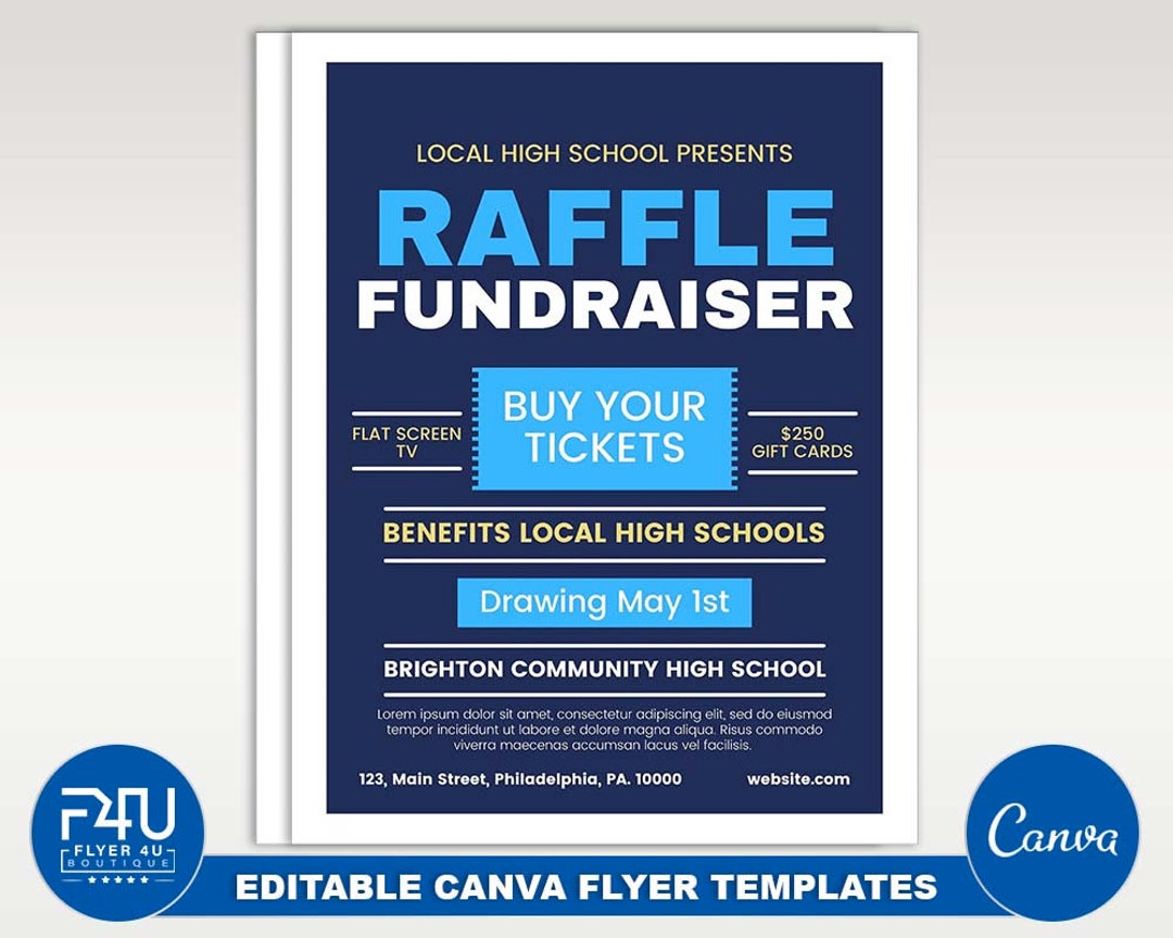 Raffle Flyer, DIY Canva Raffle Flyer Template 2022, Editable Canva US
