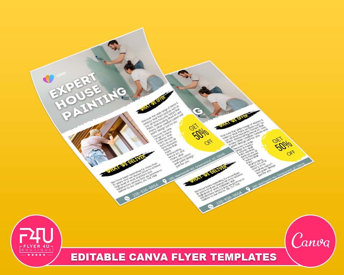 House Painting Flyer DIY Canva House Painting Flyer Template Etsy