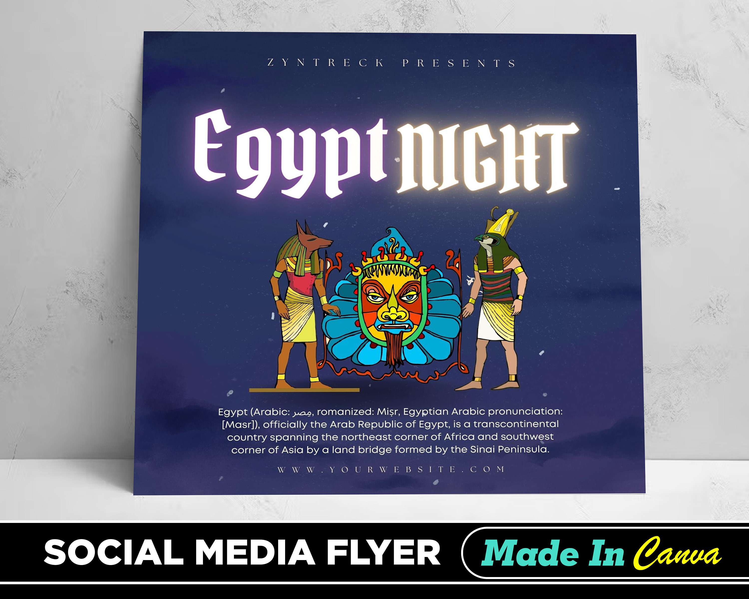 Egypt Night Flyer, DIY Canva Egypt Night Flyer Template 2022, Editable