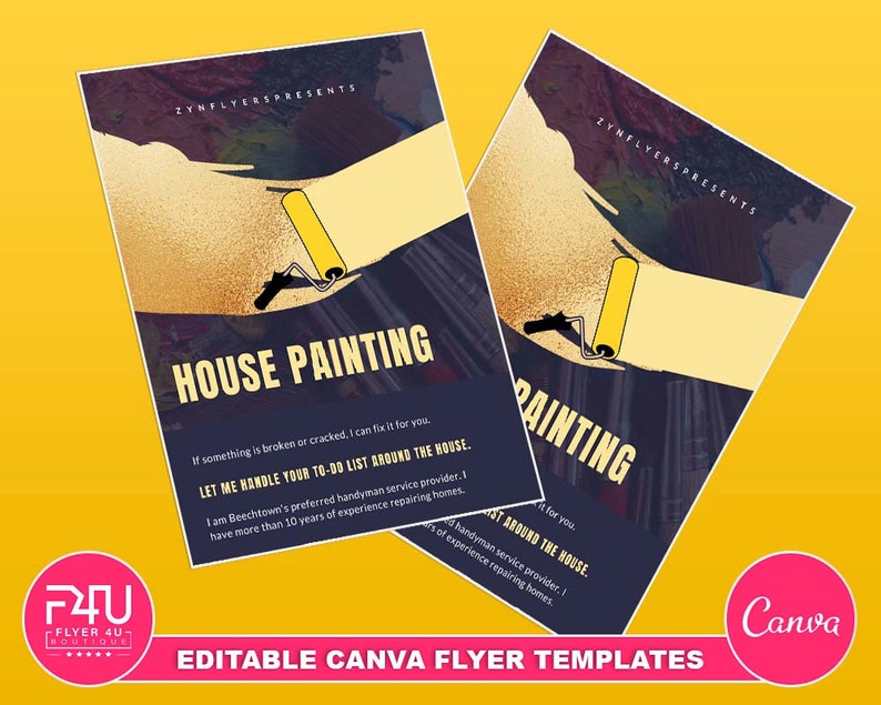 House Painting Flyer DIY Canva House Painting Flyer Template Etsy