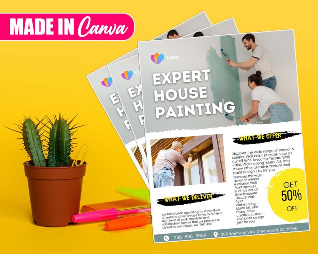 House Painting Flyer, DIY Canva House Painting Flyer Template 2022