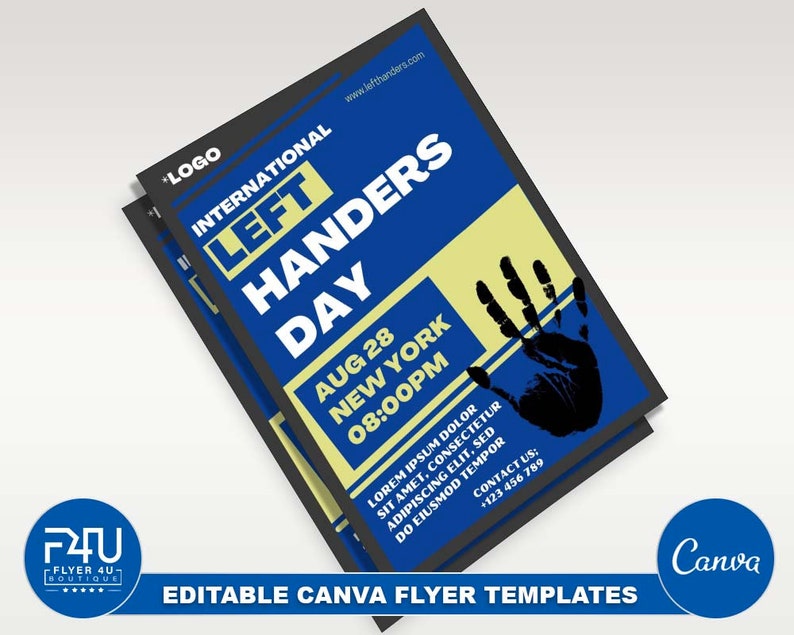 Left Handers Day Flyer DIY Canva Left Handers Day Flyer Etsy