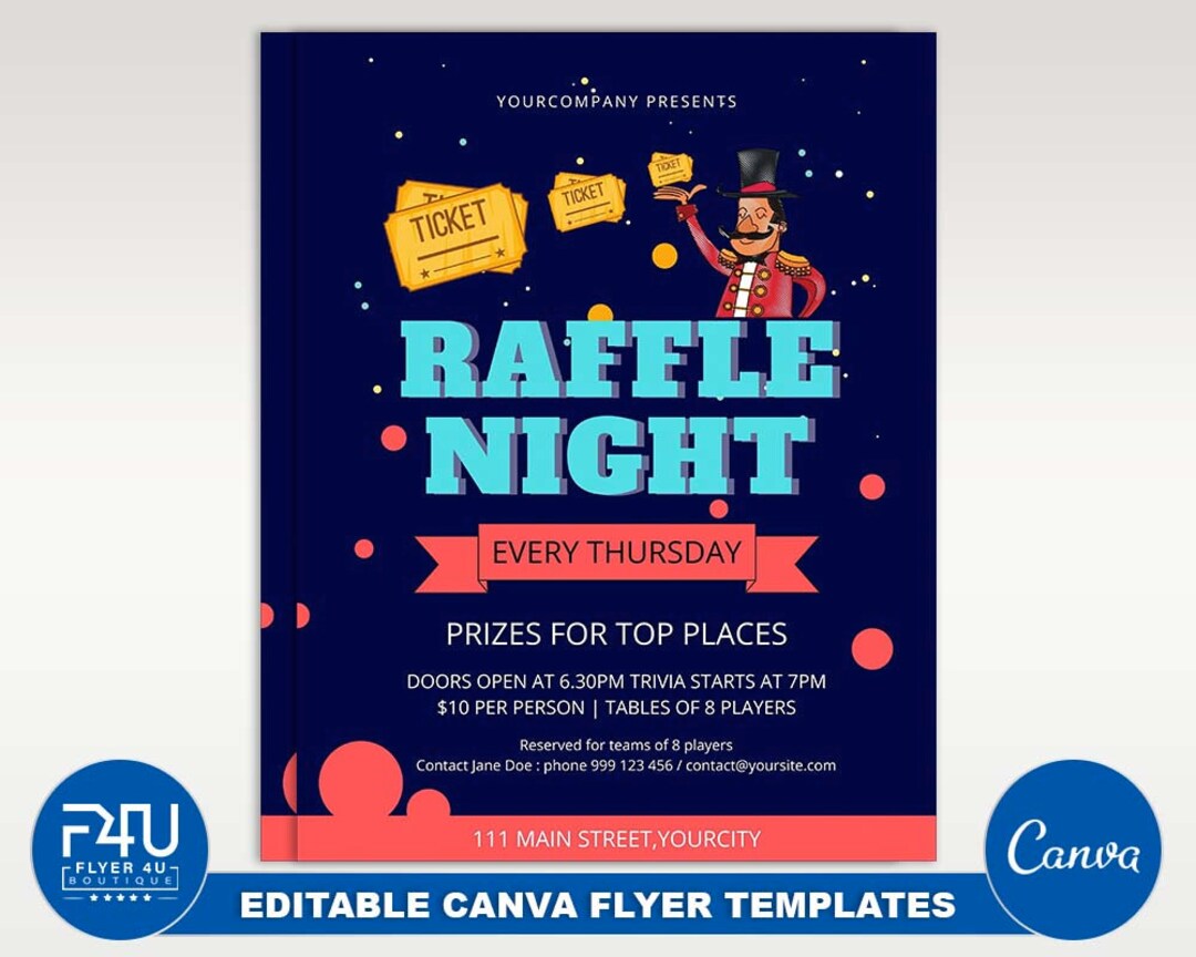 Raffle Flyer, DIY Canva Raffle Flyer Template 2022, Editable Canva US ...