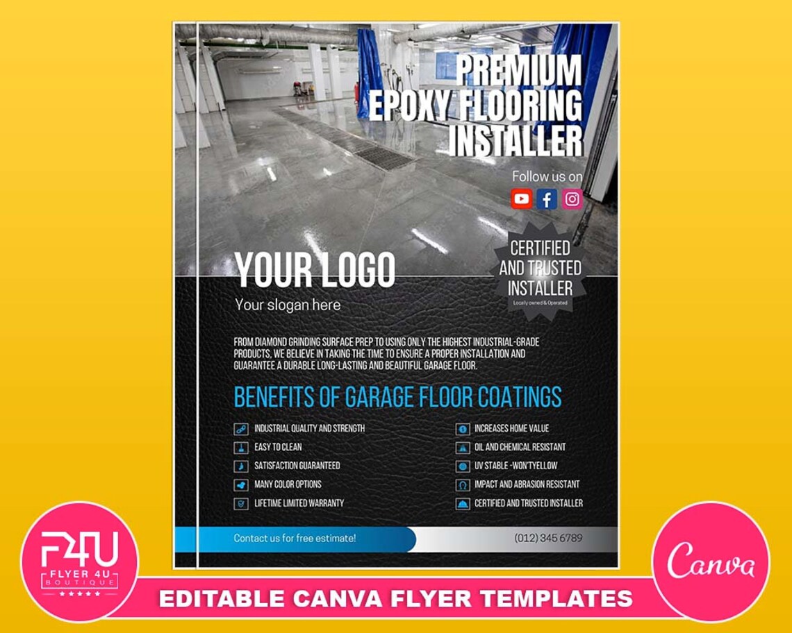 Epoxy Flooring Flyer DIY Canva Epoxy Flooring Flyer Template Etsy
