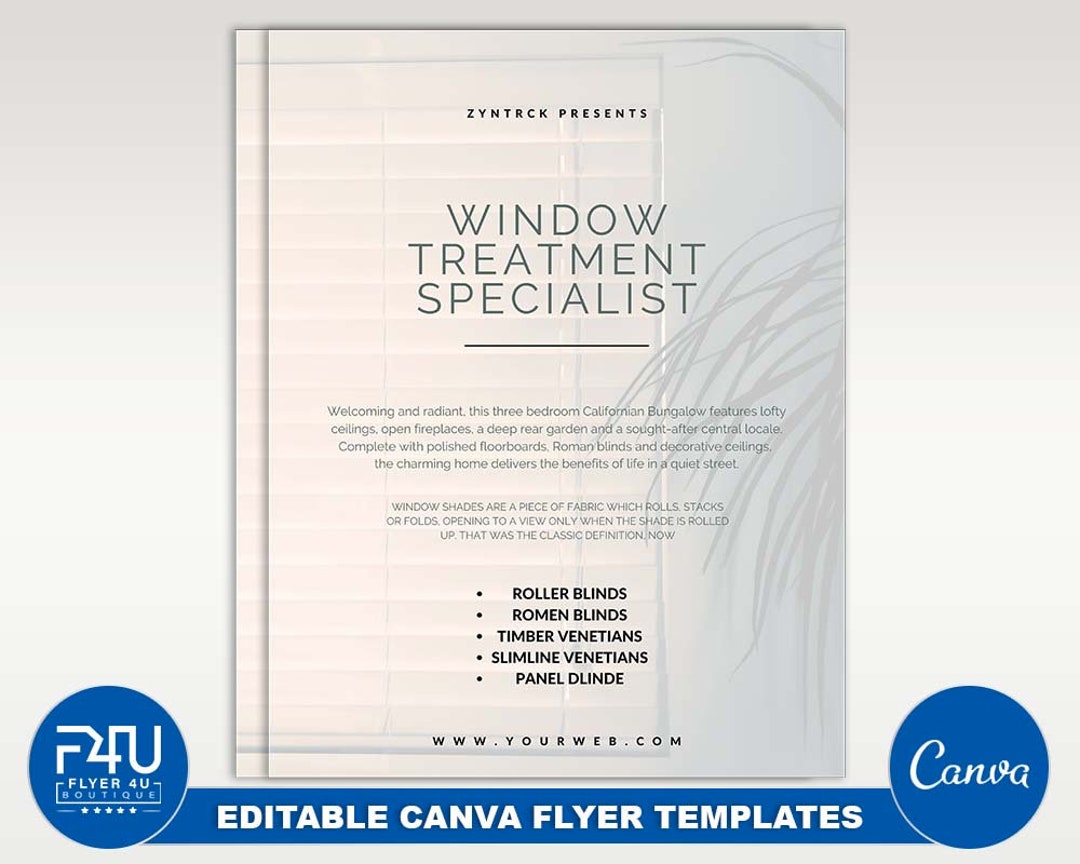 Window Install Flyers Window Treatment Specialist Flyer DIY Canva Window Treatment - Etsy