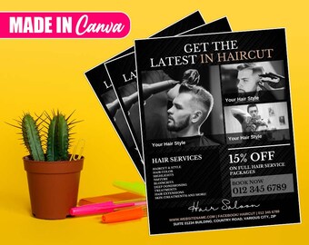 Barber Shop Flyer, DIY Canva Barber Shop Flyer, Editable Canva US Letter Size Template For Barber Shop Flyer | 2022