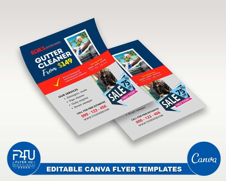 Gutter Cleaning Flyer, DIY Canva Gutter Cleaning Flyer Template 2022 ...