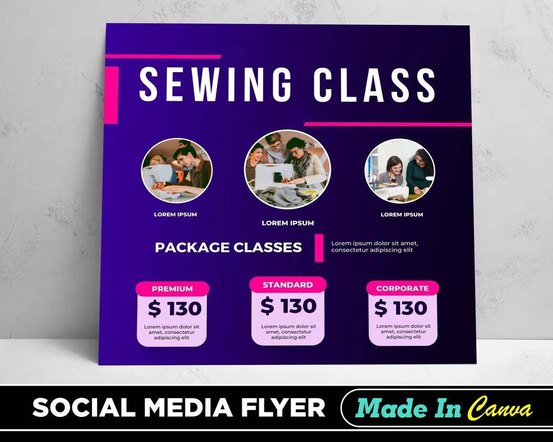 Sewing Class Flyer DIY Canva Sewing Class Flyer Template Etsy