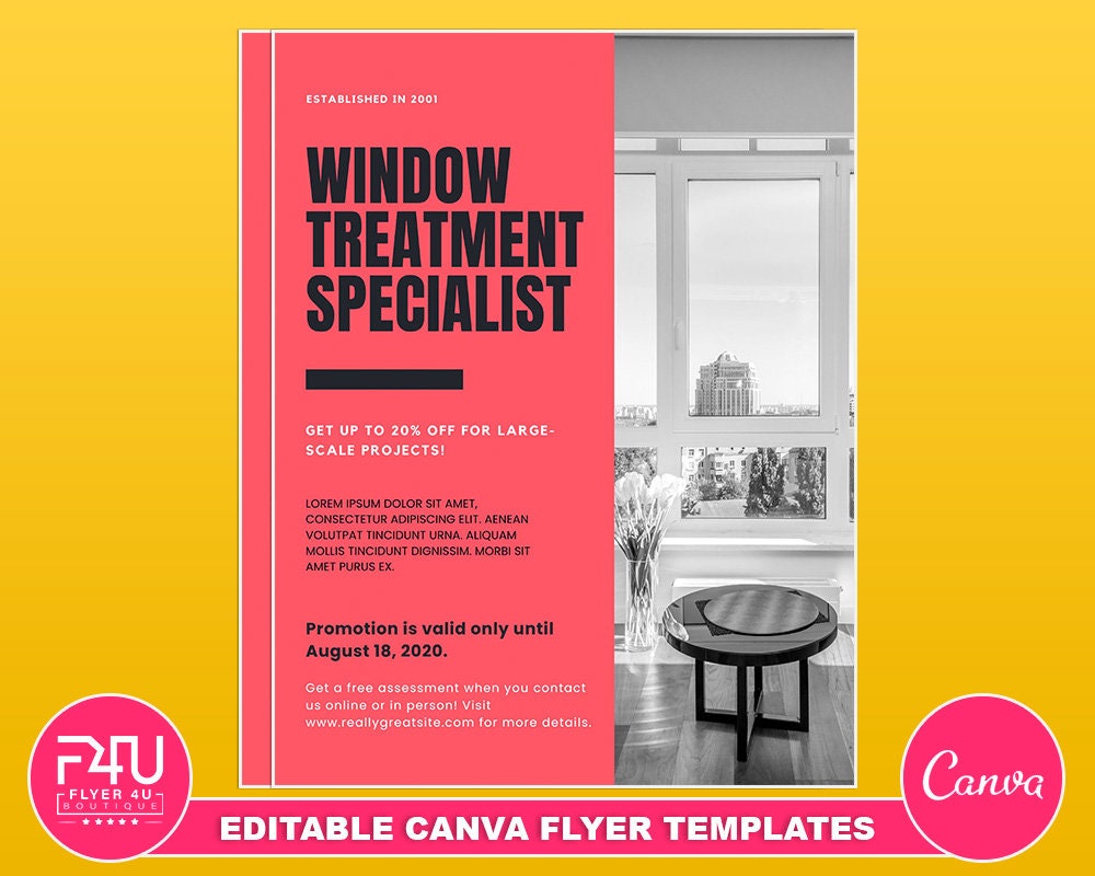 Window Treatment Specialist Flyer DIY Canva Window Treatment Etsy