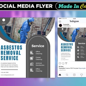 Asbestos Removal Service Flyer, DIY Canva Asbestos Removal Service Flyer Template 2022, Editable Social Media Flyer Template for Asbestos image 3
