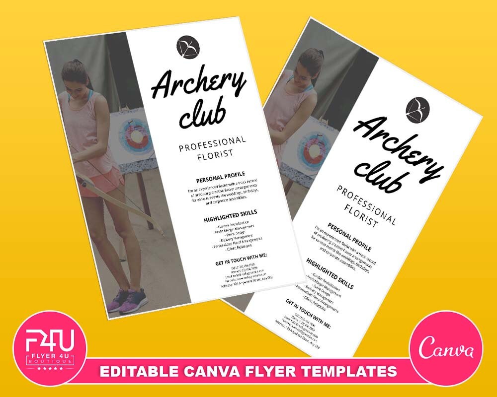 Archery Club Flyer DIY Canva Archery Club Templates Editable Etsy
