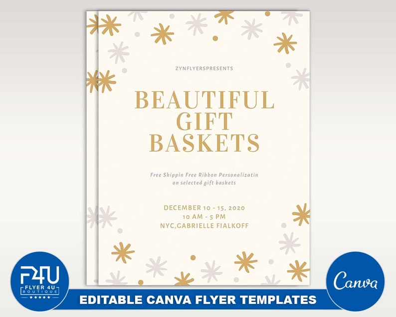Gift Basket Flyer, DIY Canva Gift Basket Flyer Template 2022, Editable