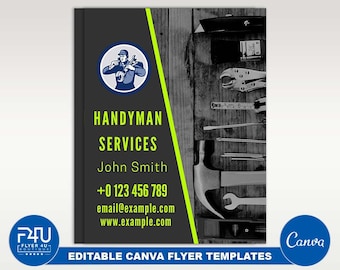 Handyman Service Flyer, DIY Canva Handyman Service Flyer Template 2022, Editable Canva US Letter Size Flyer Template for Handyman Service