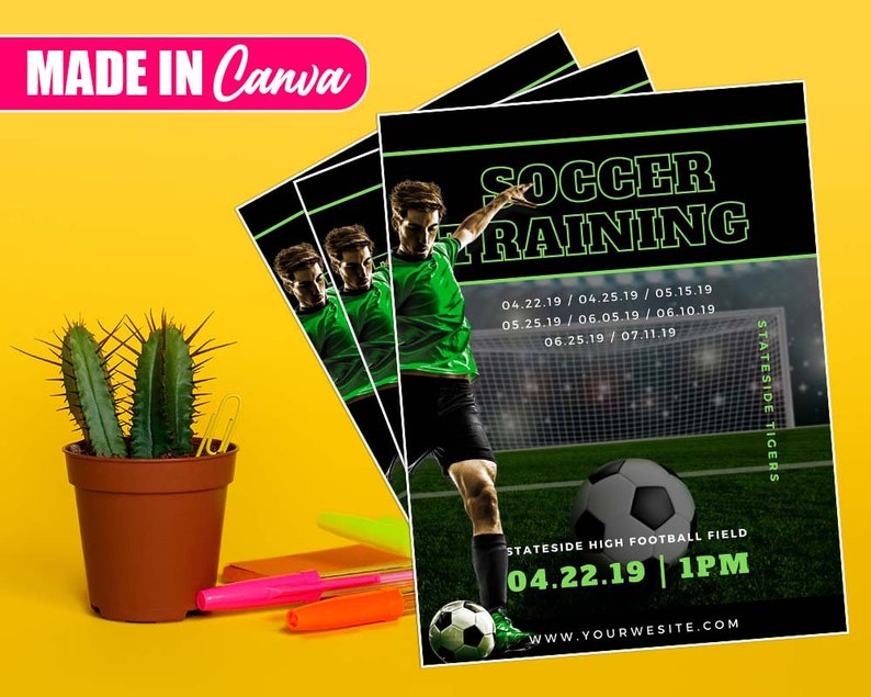 Soccer Training Flyer, DIY Canva Soccer Training Templates, Editable