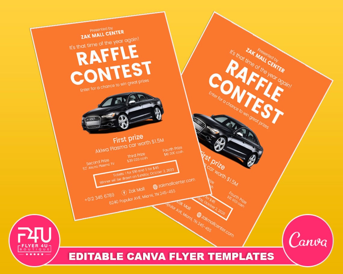 Raffle Flyer DIY Canva Raffle Flyer Template 2022 Editable Etsy