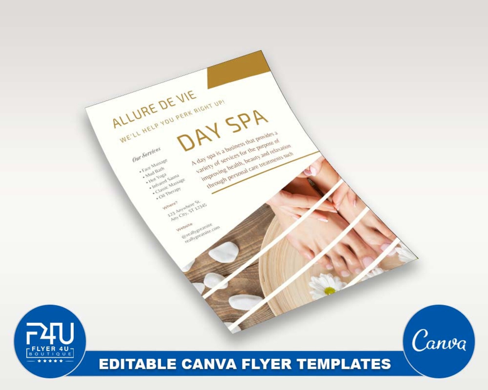 Day Spa Flyer DIY Canva Day Spa Flyer Template 2022 Editable Etsy