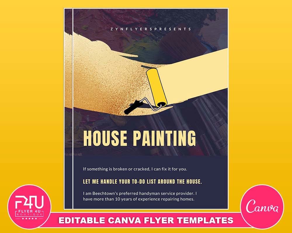 House Painting Flyer DIY Canva House Painting Flyer Template Etsy