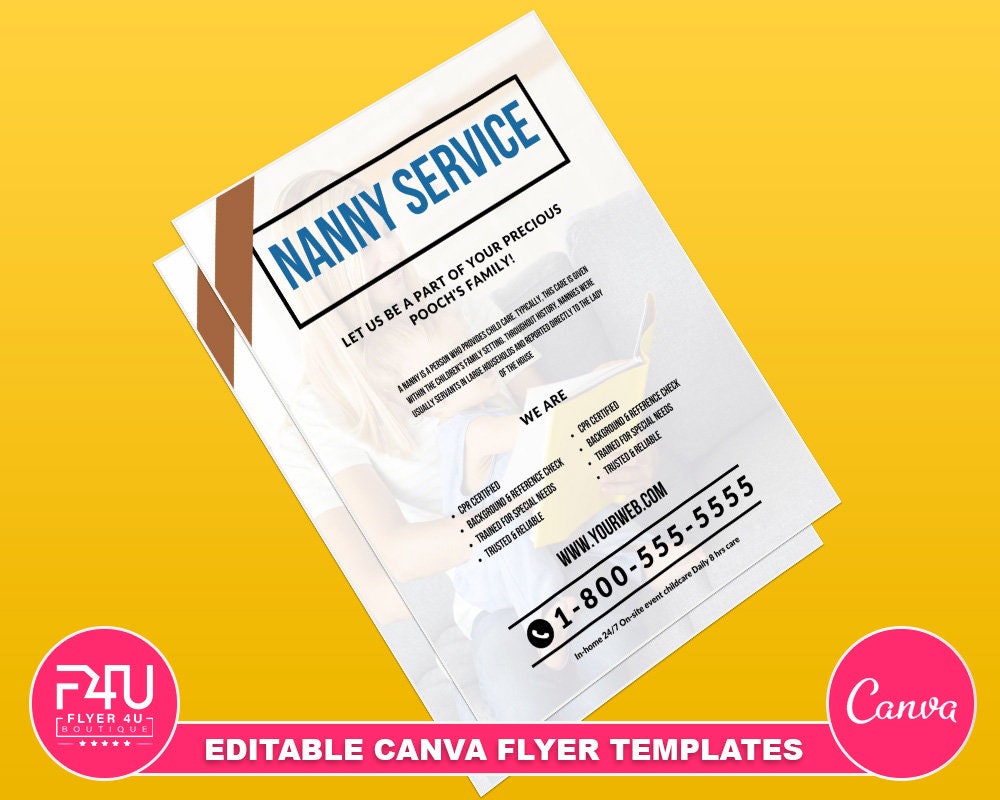 Nanny Service Flyer DIY Canva Nanny Service Flyer Template - Etsy
