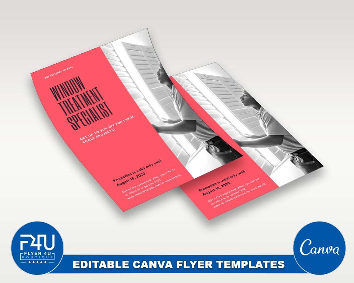 Window Treatment Specialist Flyer DIY Canva Window Treatment Etsy
