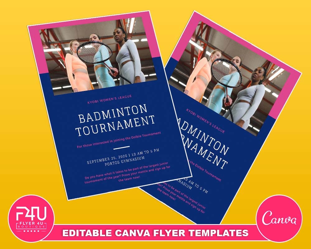 Badminton Tournament Flyer DIY Canva Badminton Tournament 