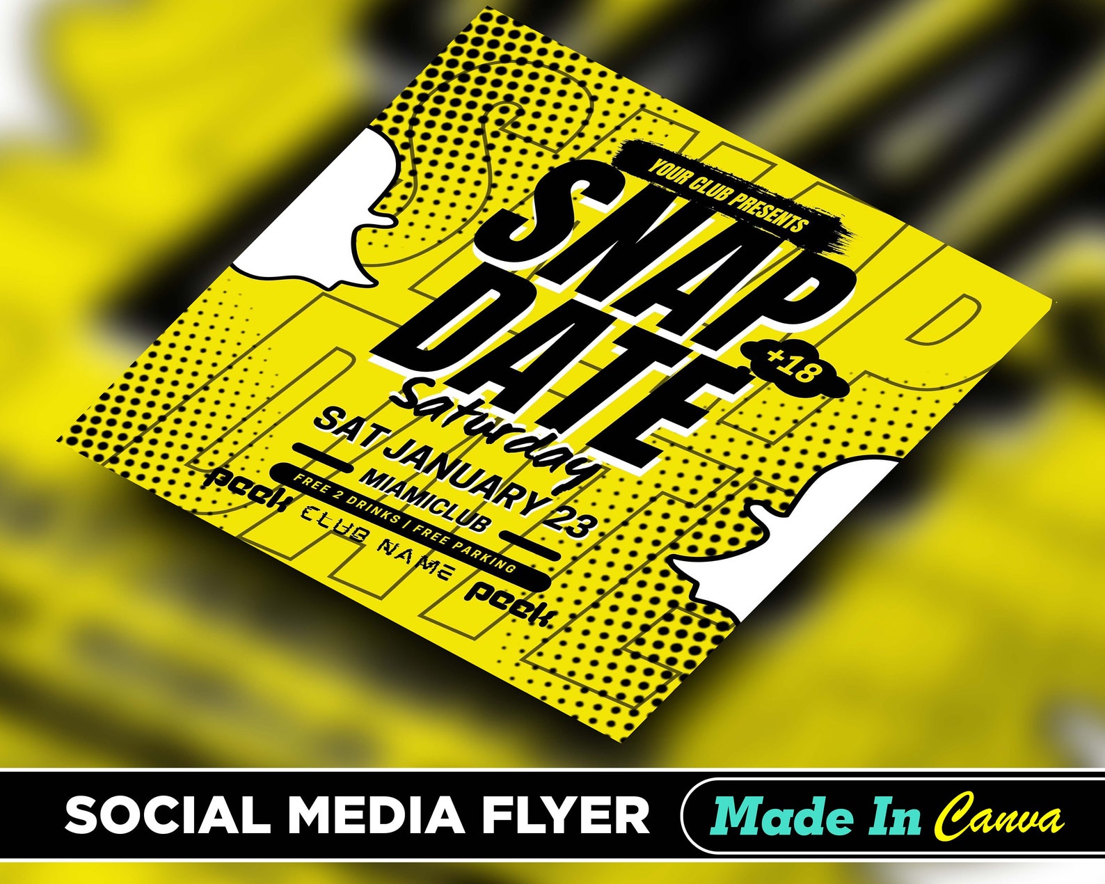 Snapchat Party Flyer, DIY Canva Snapchat Party Flyer Template 2022