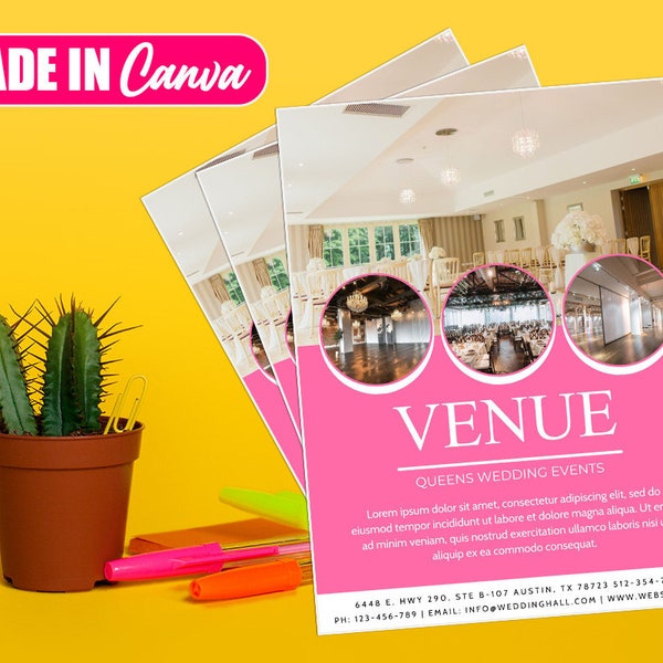 Venue Flyer, DIY Canva Venue Flyer Template 2022, Editable Canva US Letter Size Flyer for Venue