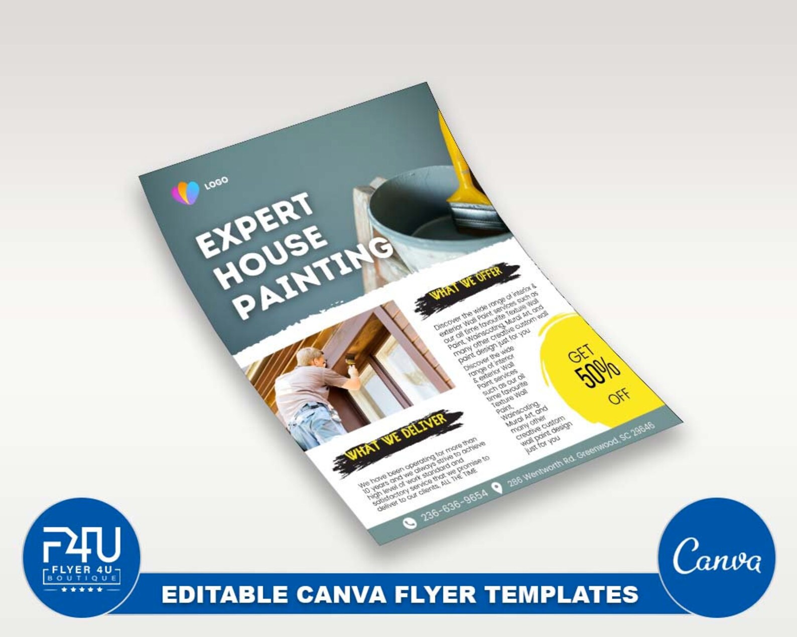 House Painting Flyer DIY Canva House Painting Flyer Template Etsy