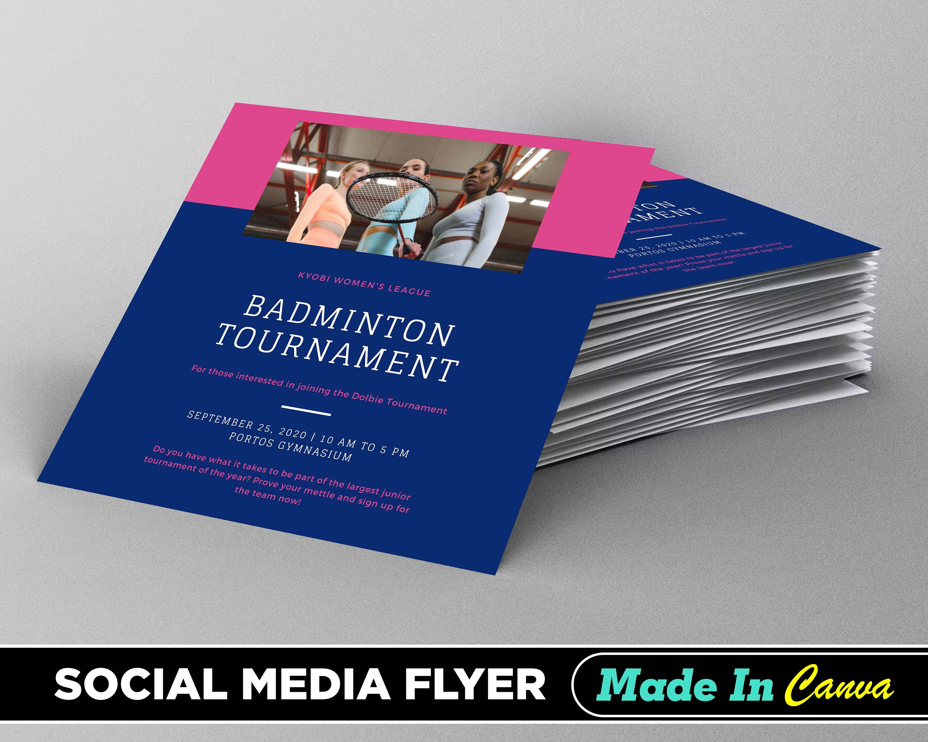 Badminton Tournament Flyer DIY Canva Badminton Tournament 