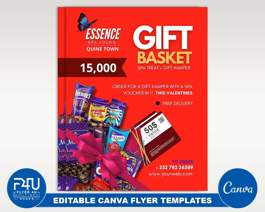 Gift Basket Flyer DIY Canva Gift Basket Flyer Template 2022 Etsy