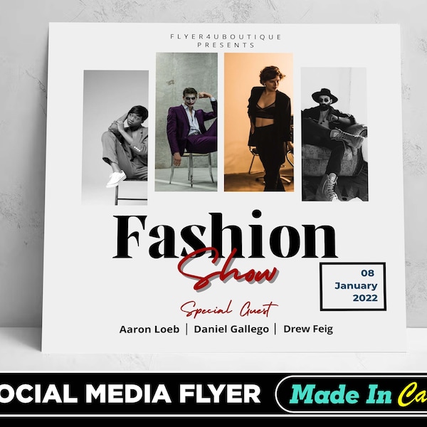 Fashion Show Flyer, DIY Canva Fashion Show Flyer Template 2022, Editable Social Media Flyer Template for Fashion Show