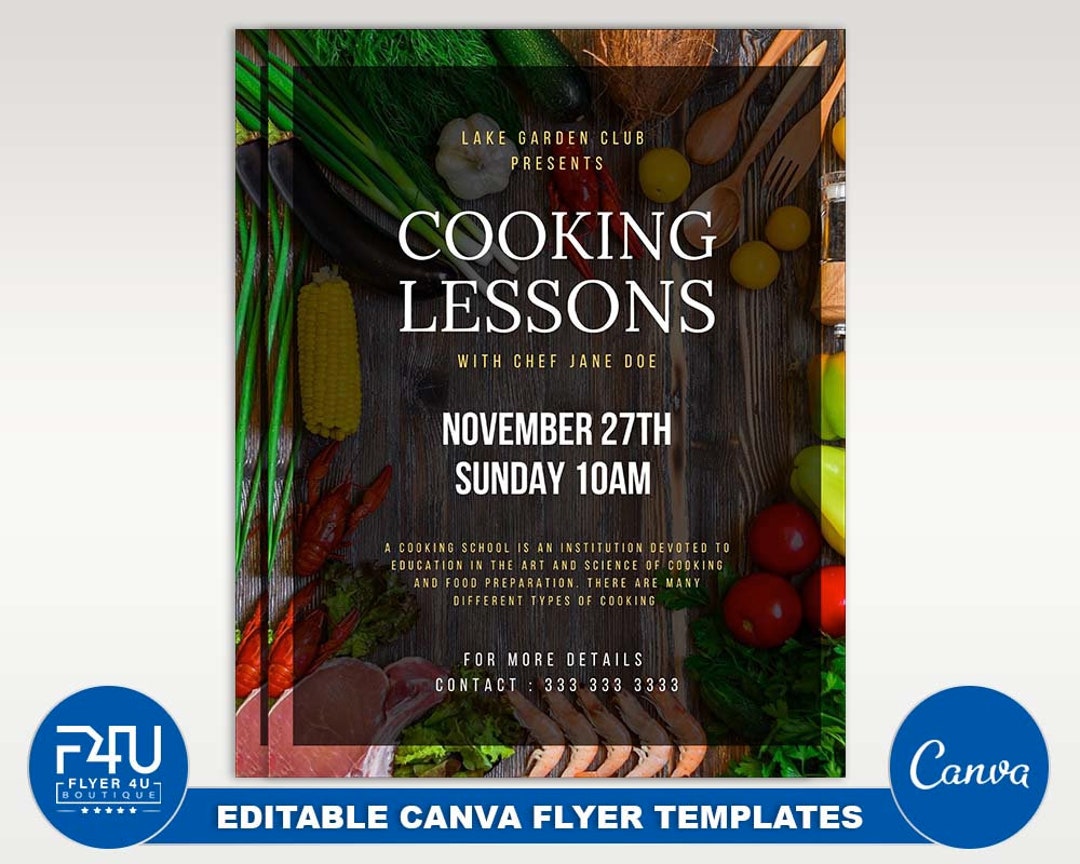 Cooking Lessons Flyer DIY Canva Cooking Lessons Flyer - Etsy