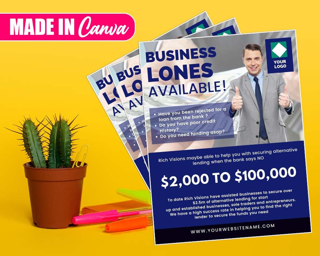 Business Loan Flyer DIY Canva Business Loan Flyer Editable Etsy