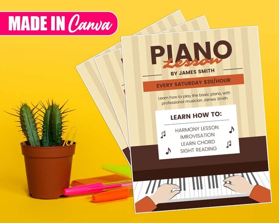Piano Lessons Flyer Diy Canva Piano Lessons Flyer Editable Etsy 日本