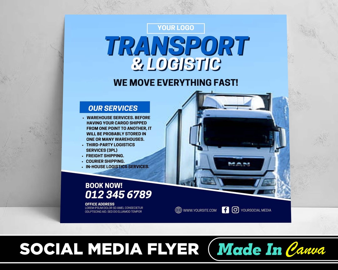 Logistics Flyer, DIY Canva Logistics Flyer Template 2022, Editable