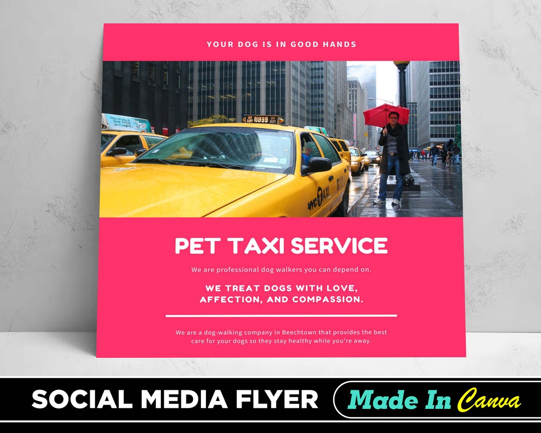 Pet Taxi Flyer DIY Canva Pet Taxi Flyer Template Editable Etsy