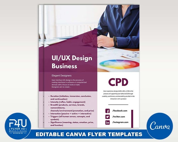 Ui Ux Design Business Flyer DIY Canva Ui Ux Design Business | Etsy