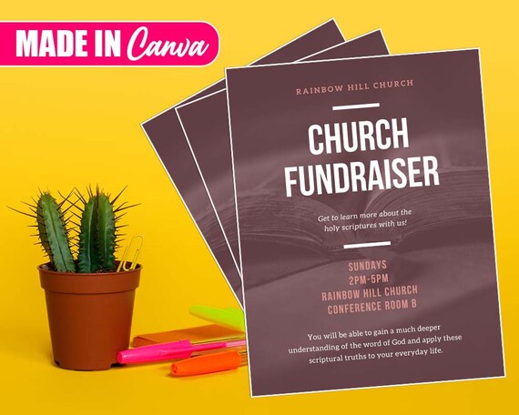Church Fundraiser Flyer DIY Canva Church Fundraiser Flyer - Etsy