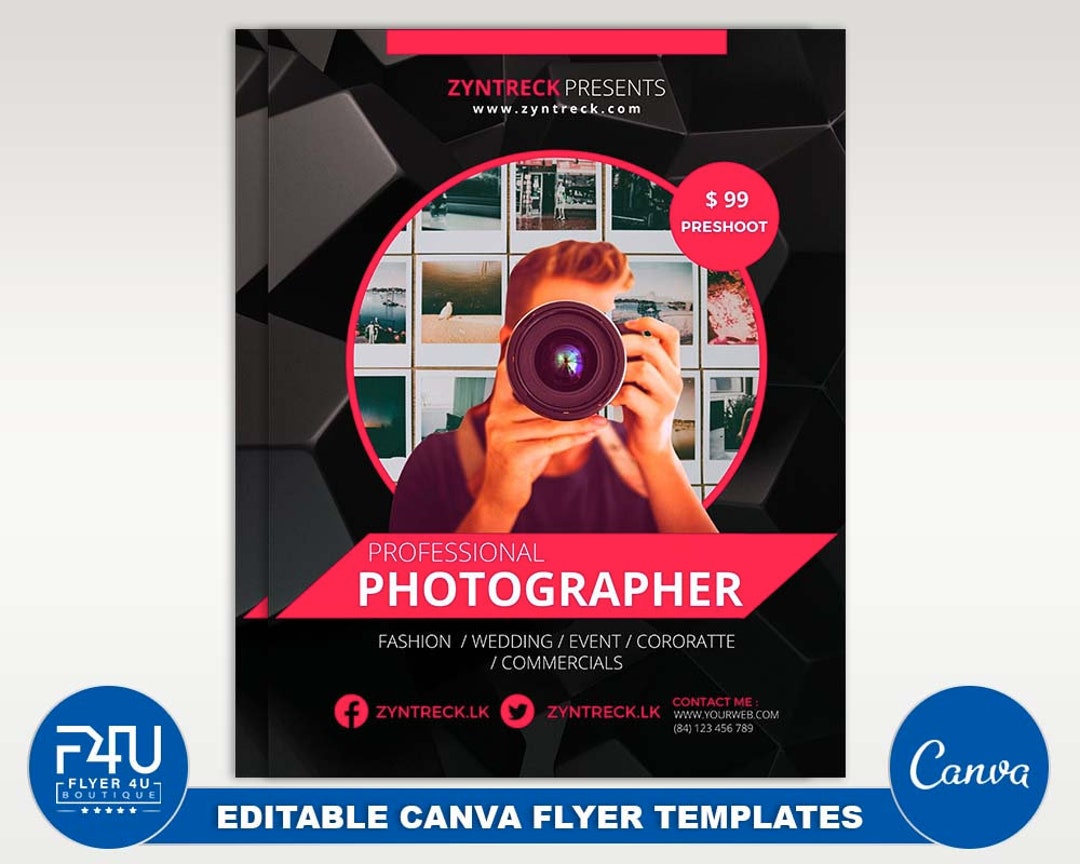 Photography Flyer, DIY Canva Photography Flyer Template 2022, Editable ...