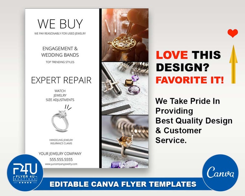 Jewelry Clock Watch Repair Flyer DIY Canva Jewelry Clock Etsy