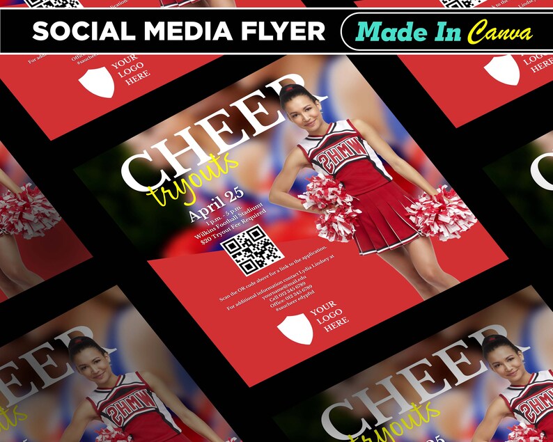 Cheerleading Flyer, DIY Canva Cheerleading Flyer Template 2022