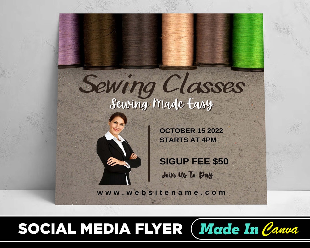 Sewing Class Flyer, DIY Canva Sewing Class Flyer Template 2022