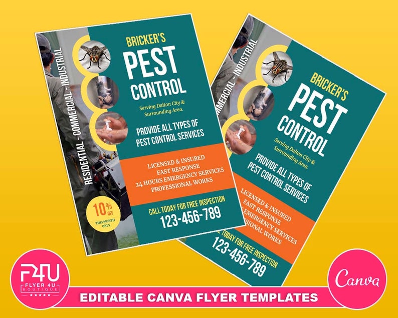 Pest Control Service Flyer, DIY Canva Pest Control Service Flyer Template 2022, Editable Canva