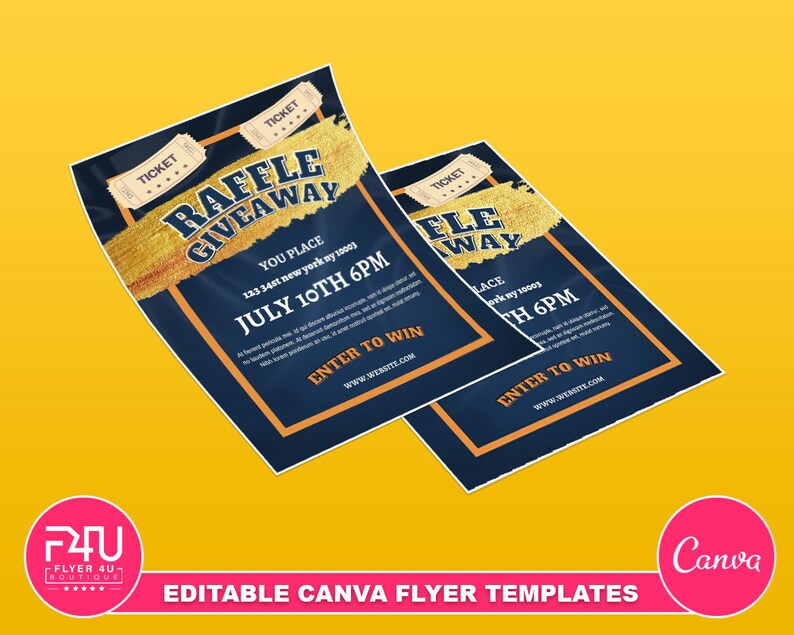 Raffle Giveaway Flyer, DIY Canva Raffle Giveaway Templates, Editable